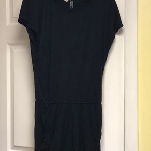 Thin black elastic cotton dress